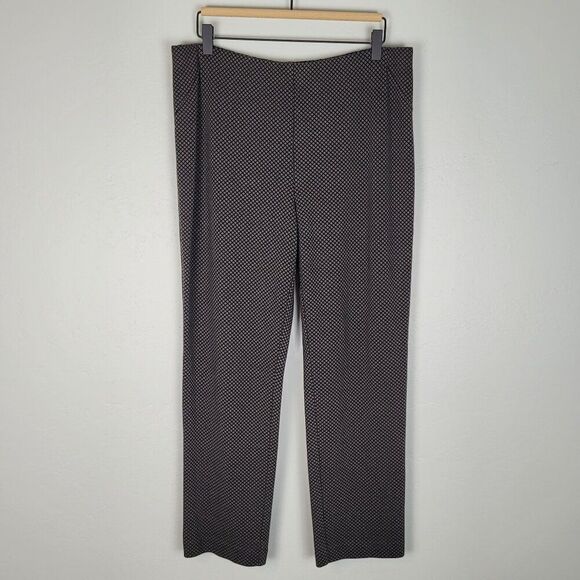 J. Jill Ponte Slim Leg Crop Pants Pull On Stretch Geometric Black Tan Size LP - Picture 1 of 10